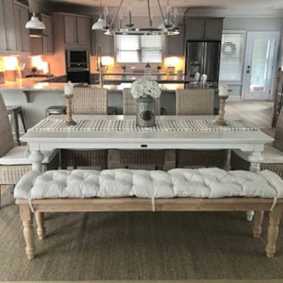 Tufted Seat Cushion 53 X 14 Natural Color Cotton Canvas Tufted Bench Cushion Etsy