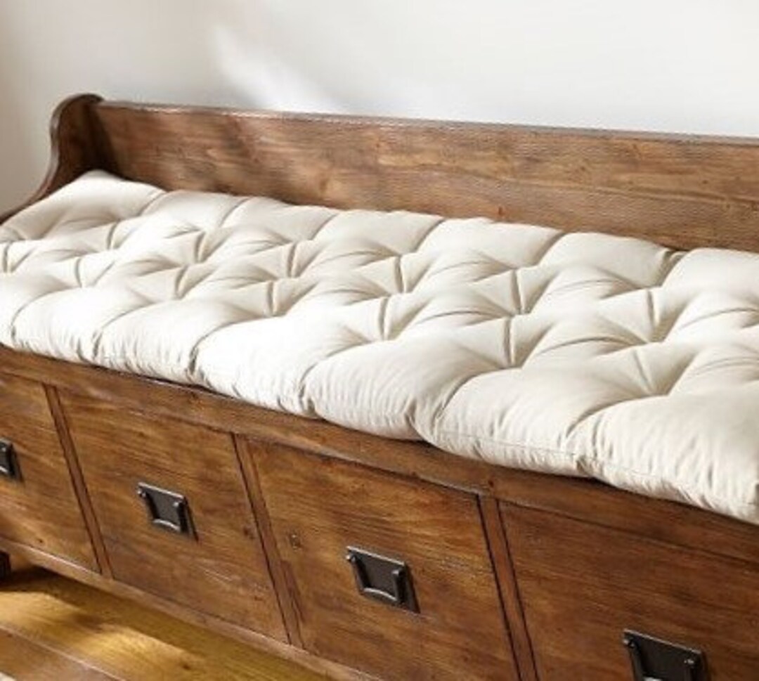 70 X 16 Solid Color Tufted Bench Cushion Seat Cushion Natural Navy Blue Grey Black Red Stone Brown White Etsy