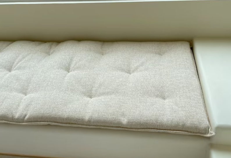 48 x 16 low tufted bench pad seat cushion, cotton canvas, thin seat pad, tufted image 3