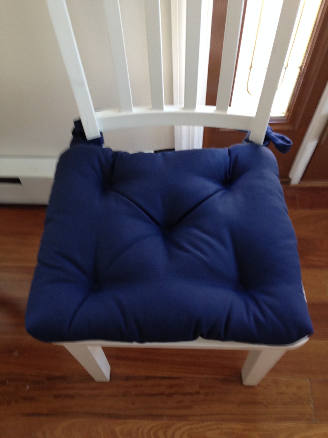 Set of 4 NAVY BLUE Chair Pads, 16 X 16 Tufted Chair Cushions, Chair Pads, Cotton Canvas, Etsy