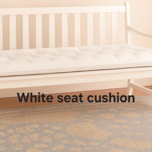 45 x 16&quot; Tufted bench cushion, seat cushion, white cotton canvas