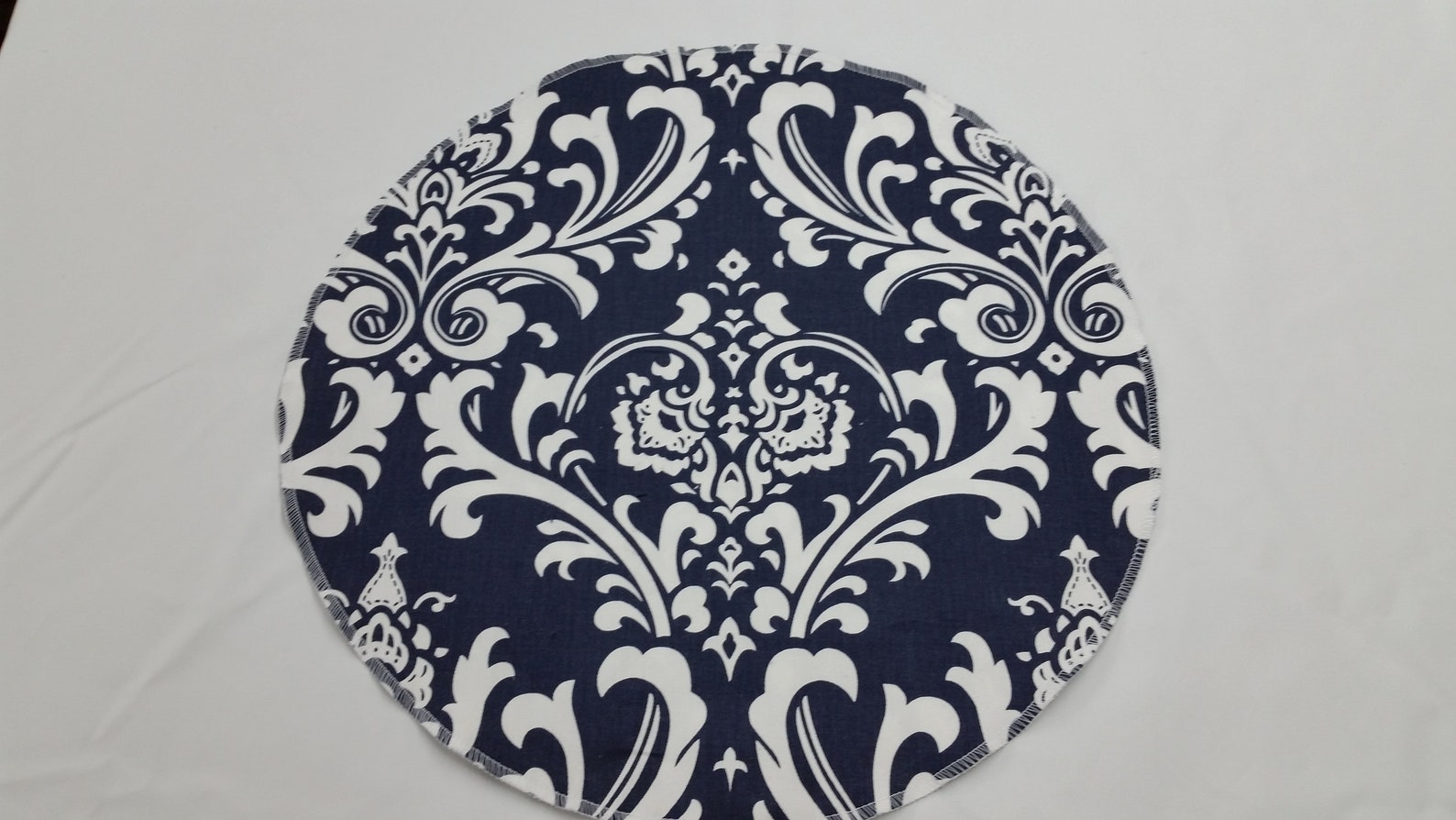 Round placemats ozborne navy blue and white placemats Etsy