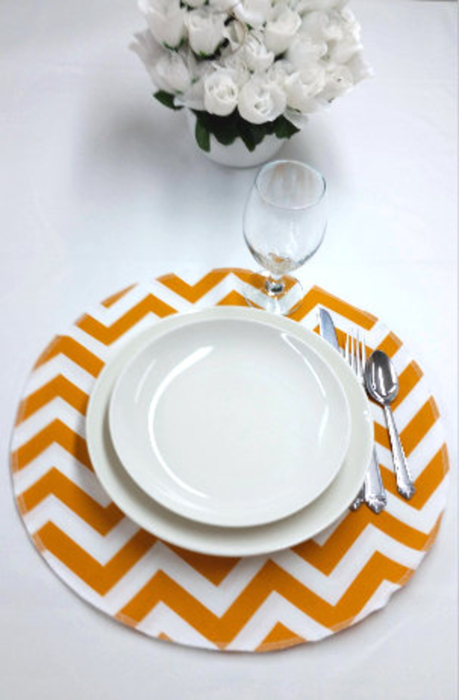 4 Cloth Placemats Round Placemat Chevron Placemat Zigzag Etsy