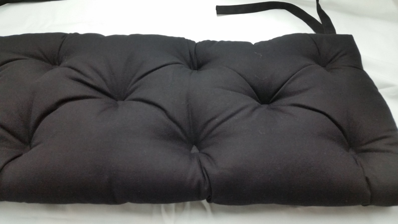 Black Bench Cushion 54 X 14.5 Solid Color Tufted Etsy