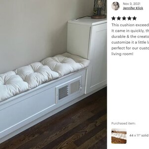 36 X 16&quot;  WHITE Tufted bench cushion, seat cushion, cotton canvas
