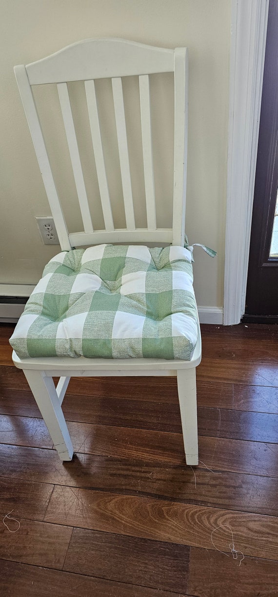 Set of 4 Tufted 16 X 16 Chair Pads Seat Cushions Bar Stool Cushion Buffalo Plaid Chair Cushions Cotton Check Etsy