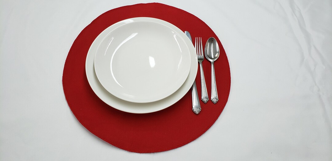 Set of 4 Placemats Solid Red Placemats Round Placemats Etsy