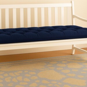 RTS 36&quot; x 15&quot; navy blue Tufted bench cushion, seat cushion,