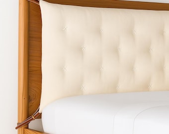 Natural color cotton canvas Hand Tufted headboard cushion with straps back rest  custom bedding cushion  twin, full, queen, king