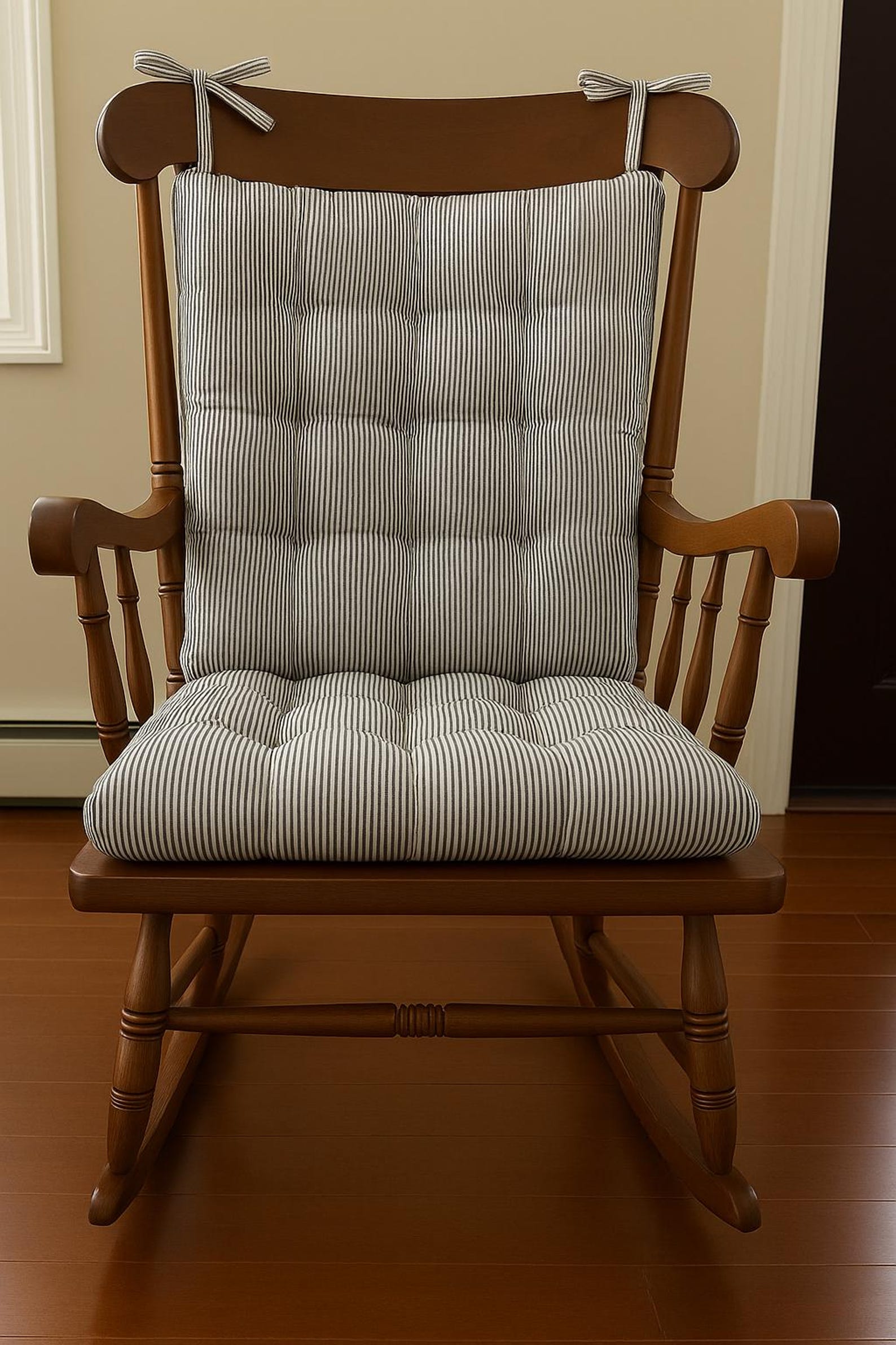 6 Colors Ticking Stripe Rocking Chair Cushions, Custom Size, Two Piece