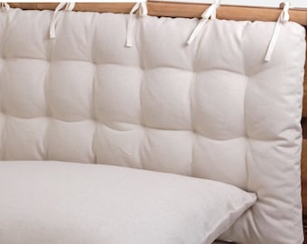 Cotton Canvas Tufted Headboard Cushion With Ties for Headboard Twin Full Queen Size King Natural Color White Color Backrest Etsy UK
