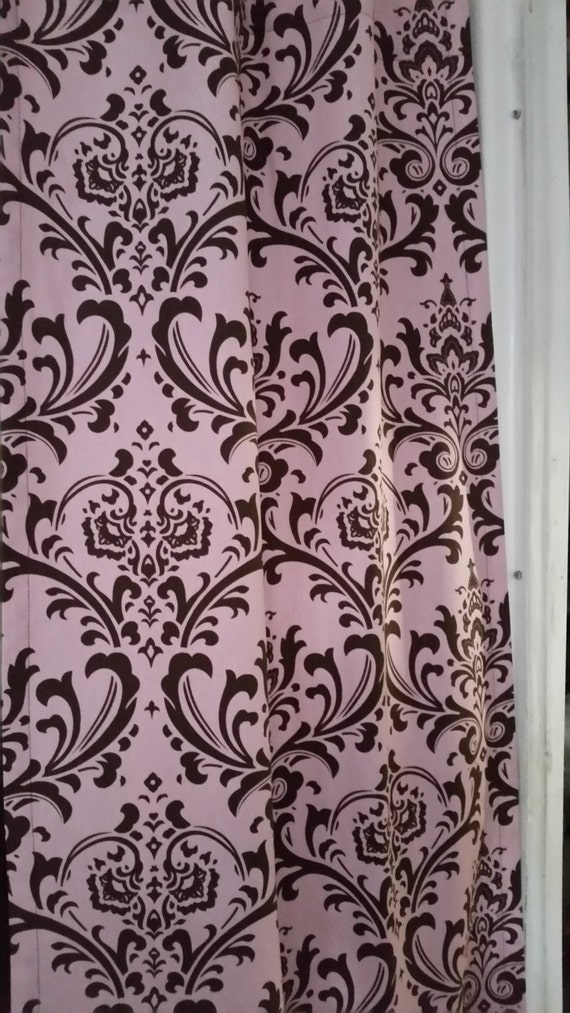 Rts Two Unlined Curtain Panels 25w X 84l Pink And Brown Etsy
