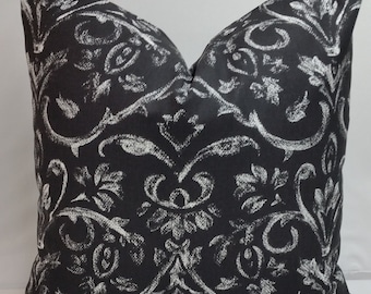 Black and white decorative throw pillow 18 x 18" etchings, drawings