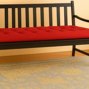 Red cushion 58 x 13&quot; color cotton canvas Tufted bench cushion,