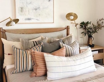 KING SIZE 76&quot; wide Tufted Headboard cushion 100% linen back rest, custom head-board cushion,  leather straps,  bed pillow