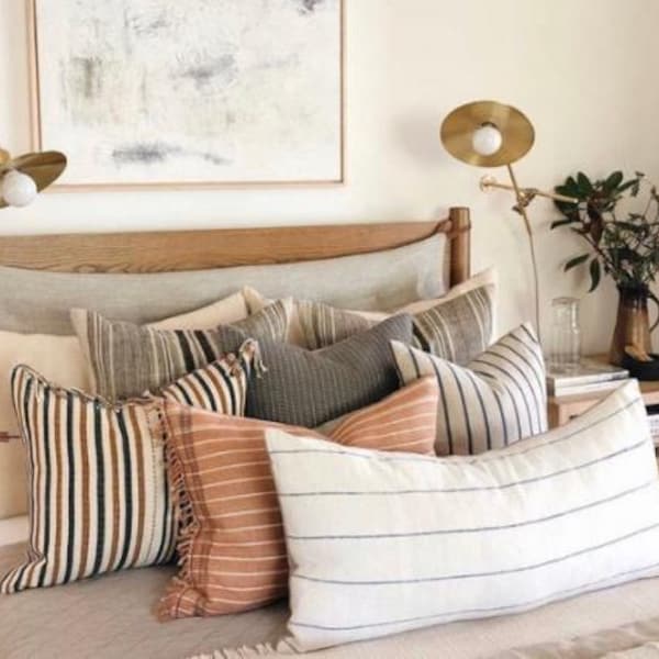 KING SIZE 76" wide Tufted Headboard cushion 100% linen back rest, custom head-board cushion,  leather straps,  bed pillow