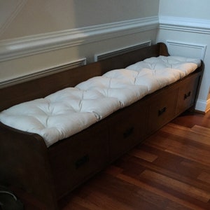 38&quot; x 16&quot; WHITE Tufted bench cushion, seat cushion, cotton canvas