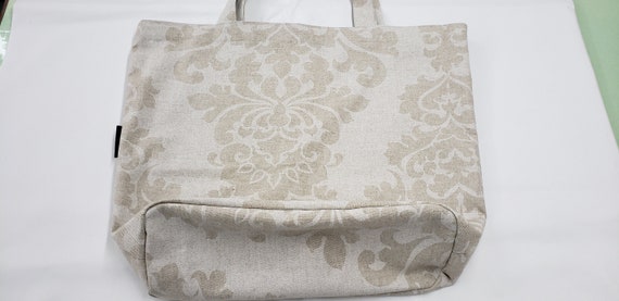 AYA Grocery tote bag market tote cloth bag, reusable grocery bag grey and white Greek key cotton