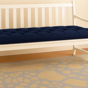 NAVY BLUE 44 x 11" solid color bench cushion cotton canvas custom size