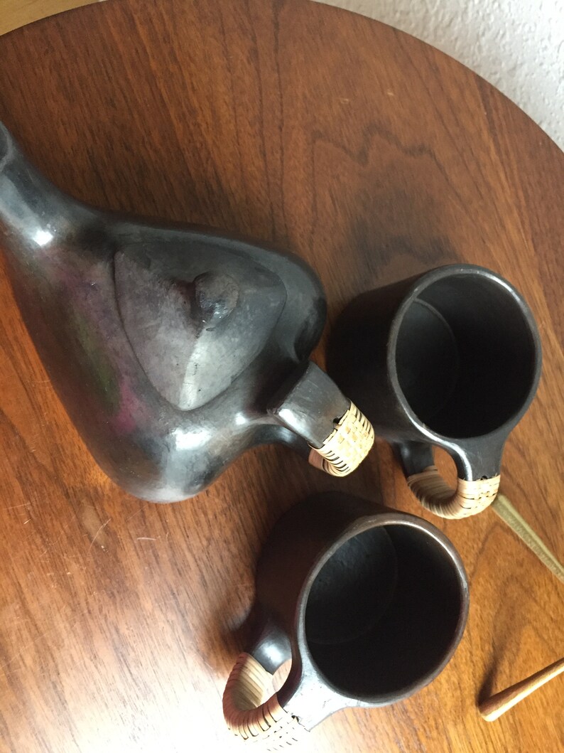 Stunning Modernist Studio Pottery Stoneware Tea Set Pot Cups