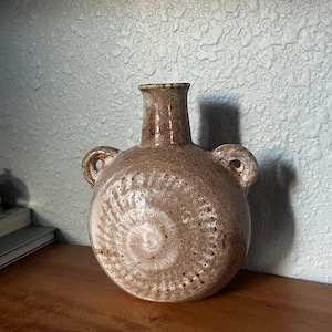 Vintage Mid Century Modernist Studio Pottery Handled Vase
