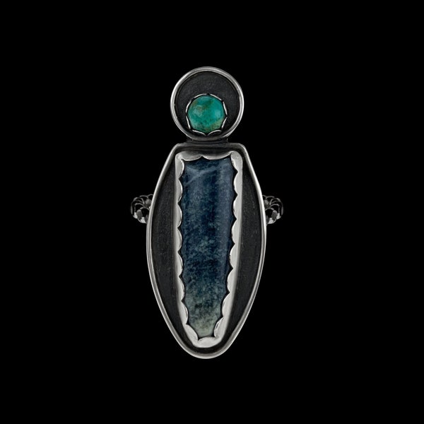 Matryoshka - Lapis Lazuli et Turquoise Bague en argent sterling faite à la main - Prête à expédier - OOAK - DRhew Fine Art Jewelry