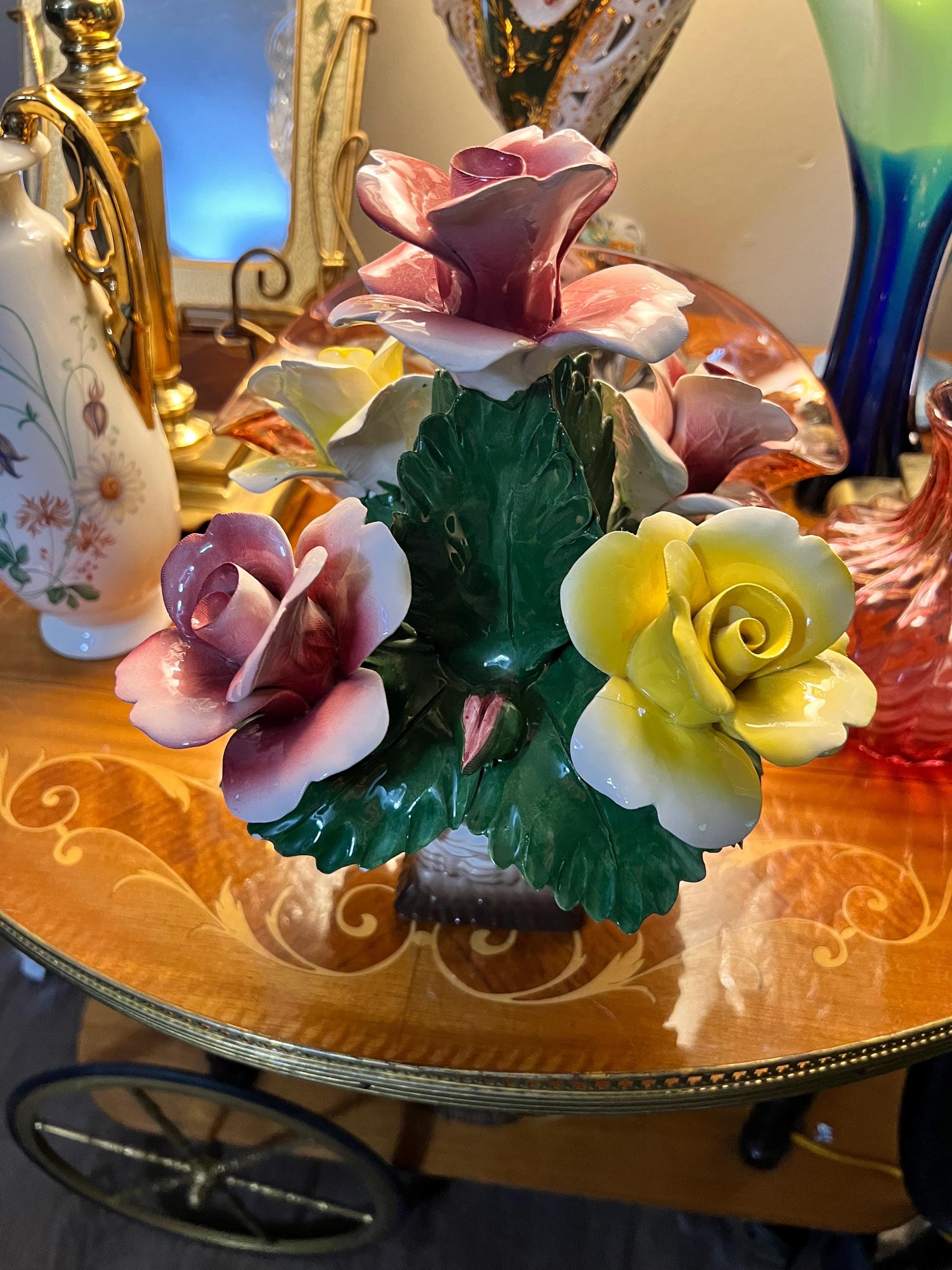 Large Capodimonte Flowrr Arrangement 10 Inches Tall - Etsy