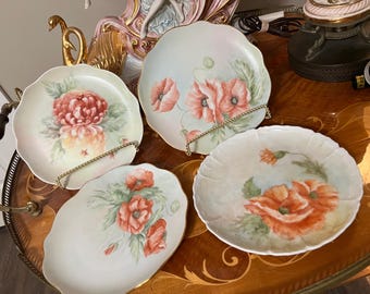 set of 4 decorative plates - handpainted plates