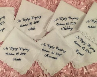 No Ugly Crying Handkerchief with a date and name set of 5