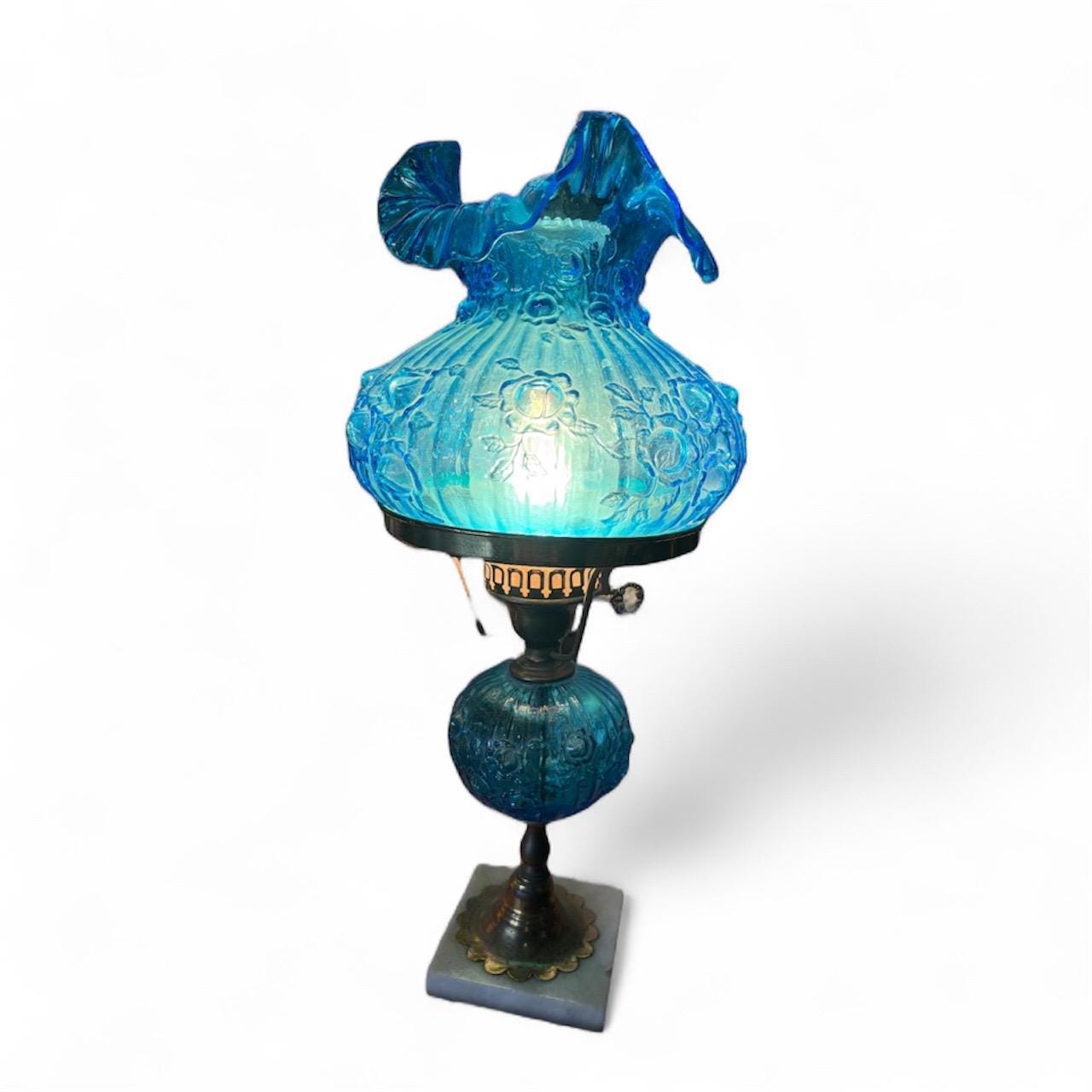 ☆美 フェントン ベイビーブルー オーバーレイシェードランプ ☆美 フェントン ベイビーブルー オーバーレイシェードランプ