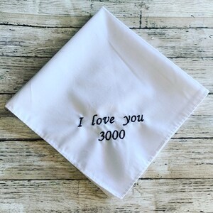 I love you 3000 wedding handkerchief for the groom/bride