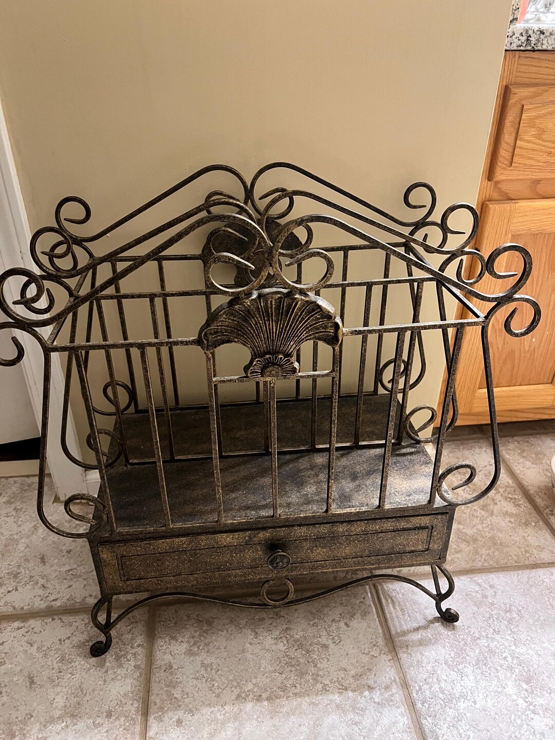 Iron Table Magazine Rack Decorative Iron Magazine Rack With Drawer - Etsy
