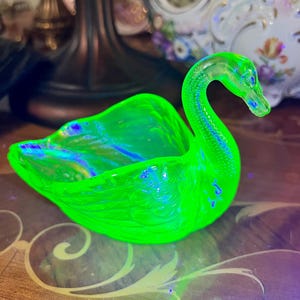 Uranium Glass Swan - Etsy