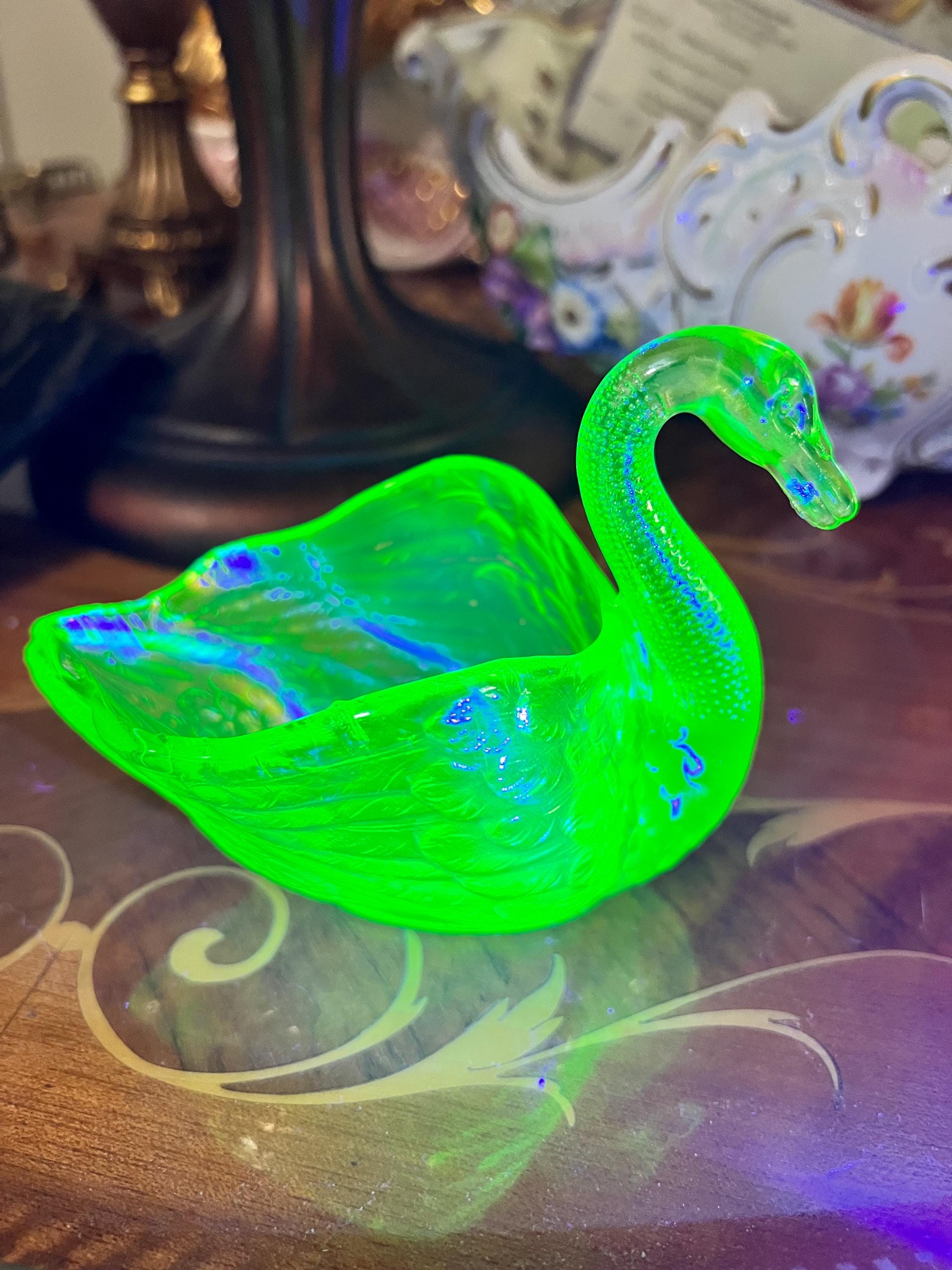 Uranium Glass Swan - Etsy