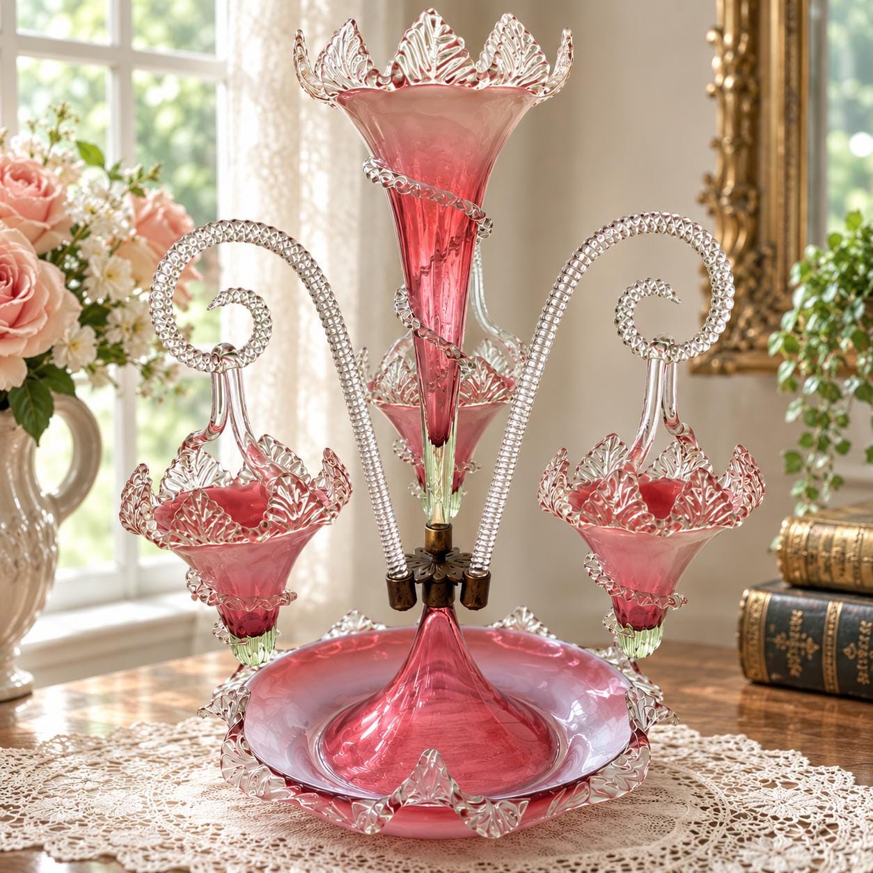 Victorian Vaseline Glass Vase - Etsy