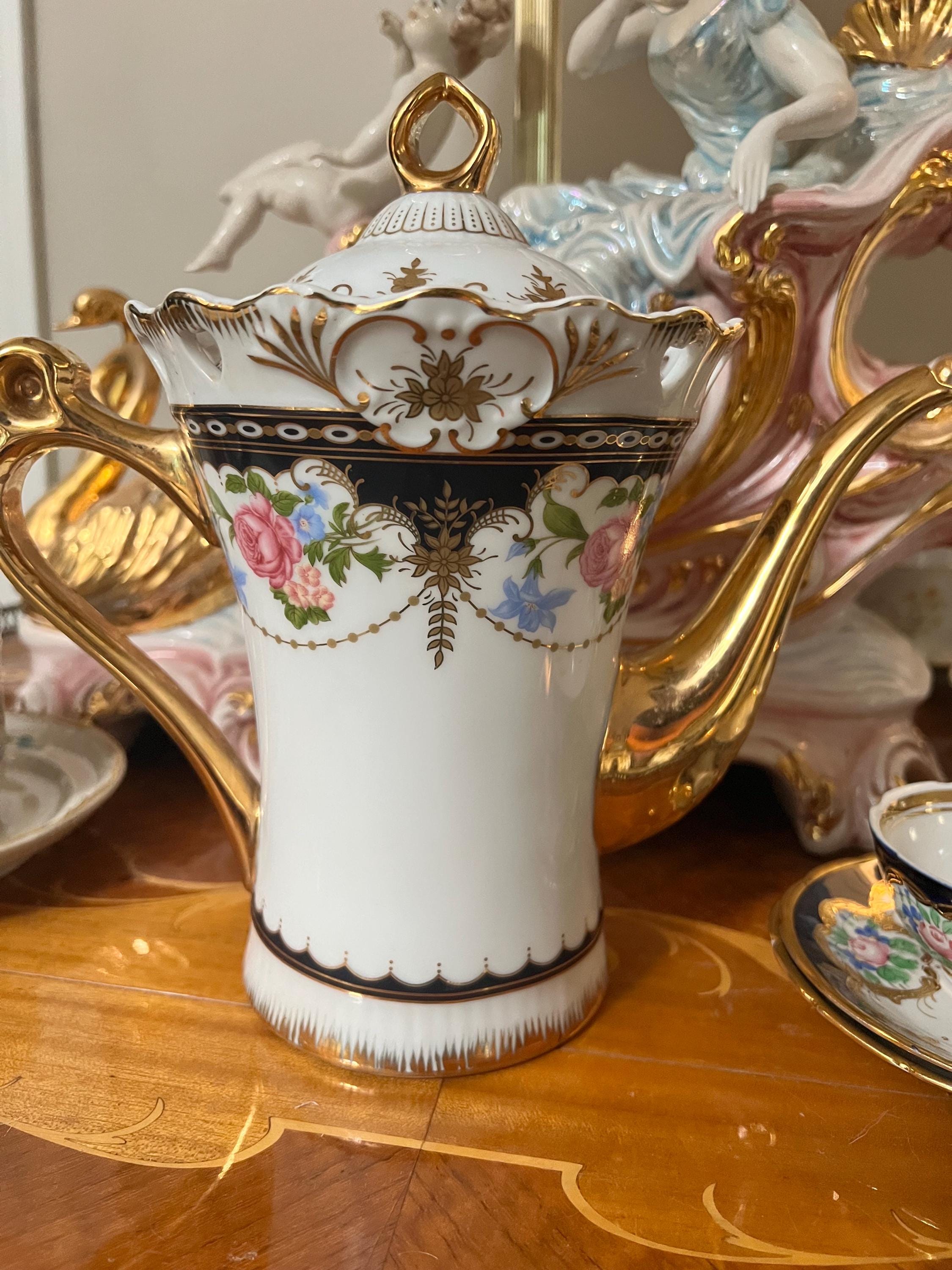 Vintage Sorelle Porcelain Coffee Pot | Hand-crafted Floral and