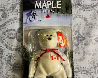 Rare ERRORS misprint Maple the Bear Ty Teenie Original Beanie In Package 1993 97