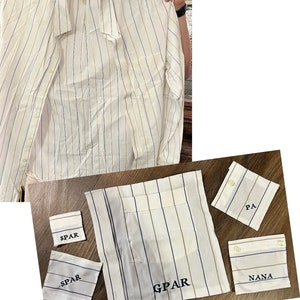 Memorial Handkerchief- keeping memories alive. Made from the persons shirt. Completely customizable.