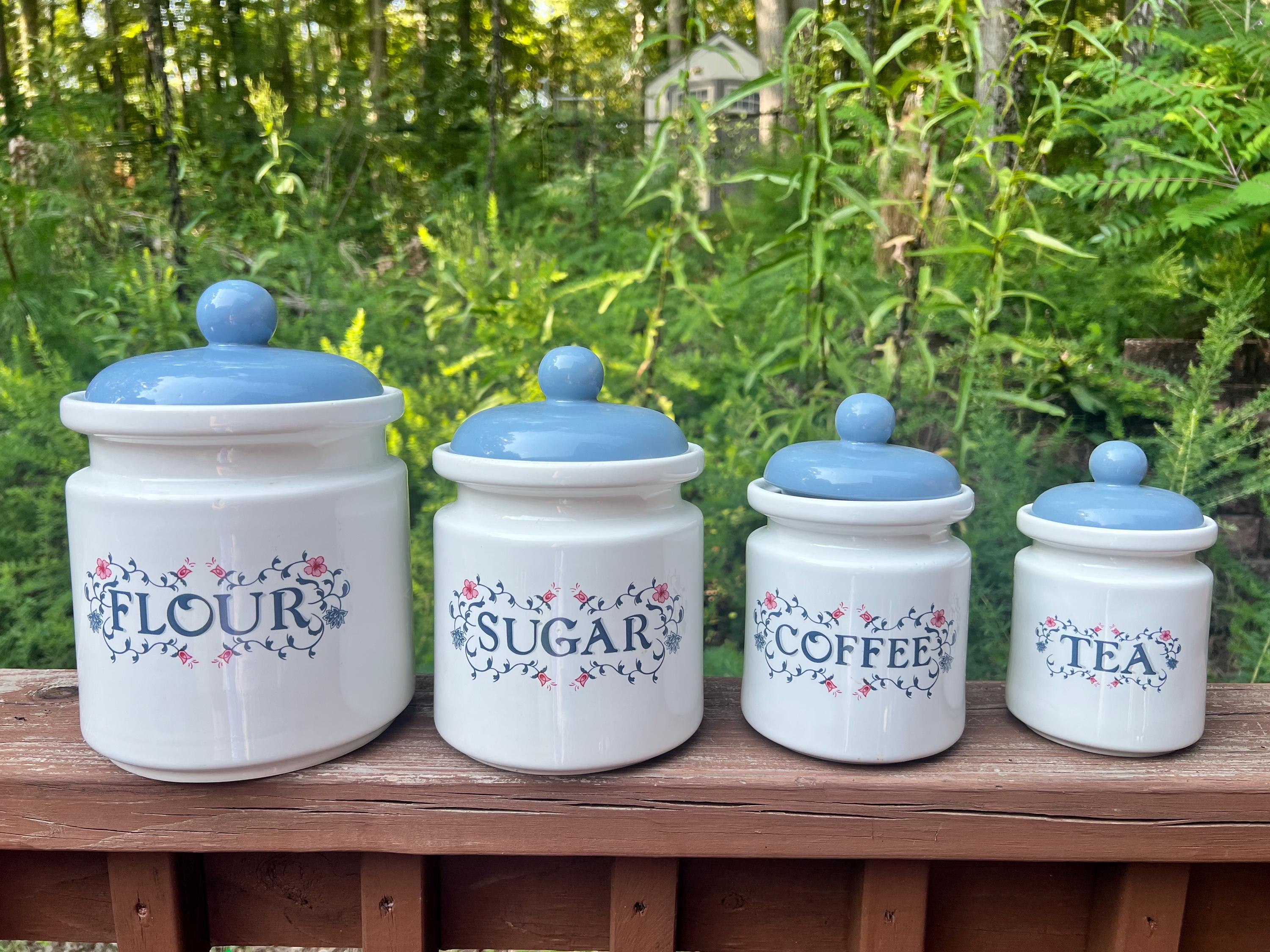 Blue Vintage Flour Canister - Etsy