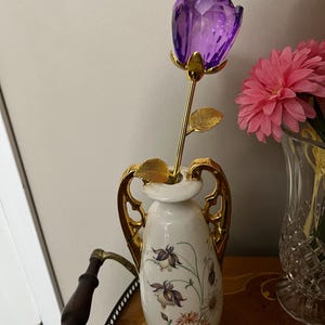 Vintage Vase with Purple crystal flower included