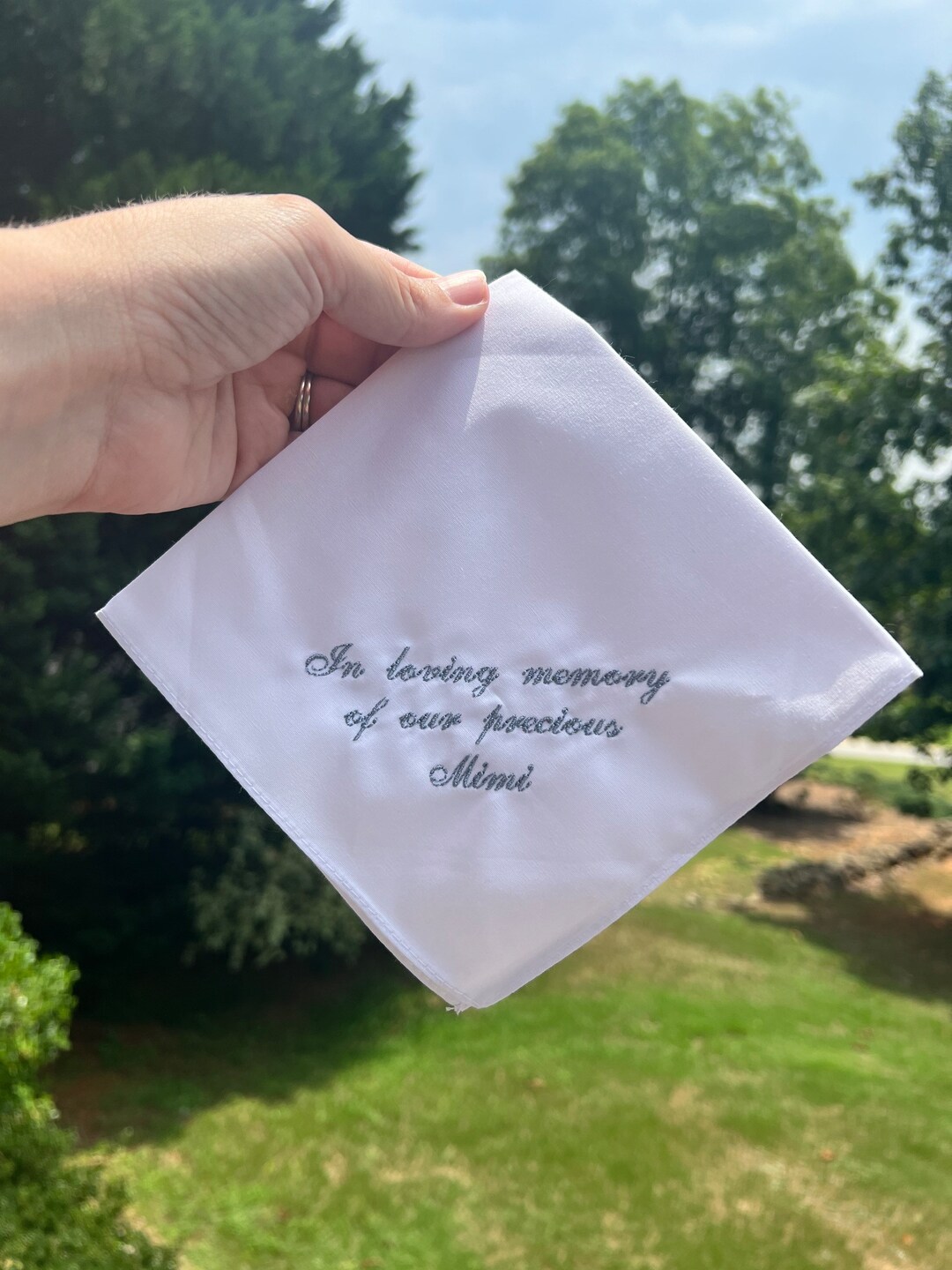 In Memory of Funeral Handkerchief With a Straight Edge Available in