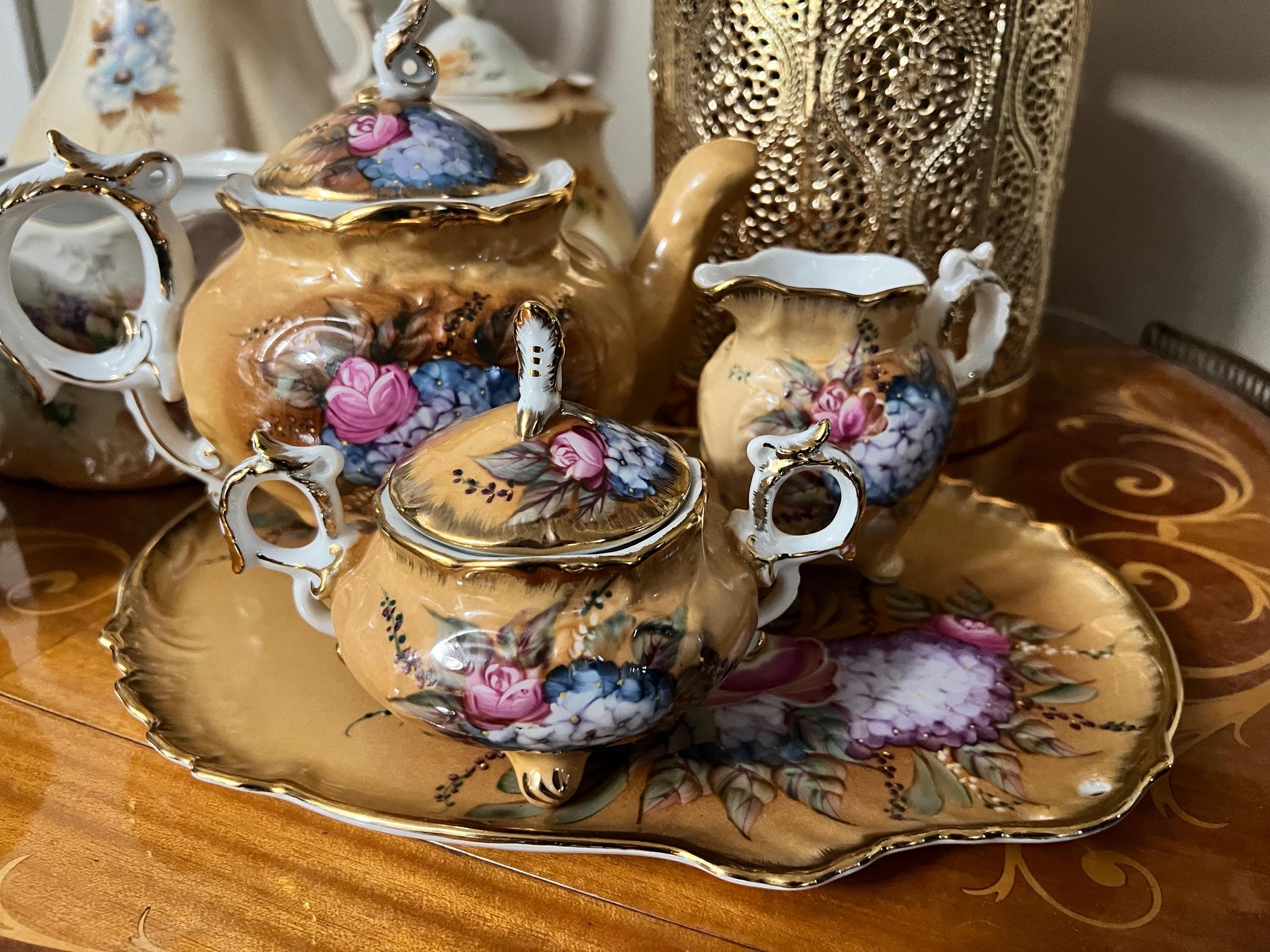 Southern Tea Set Vintage 4-piece Hand-painted Porcelain Tea Set With Tray – Teapot ...