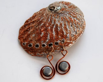 COPPER  EARRINGS - abstract, copper wire, contemporary, funky earrings, light earrings, Australian jewellery, Australian seller.