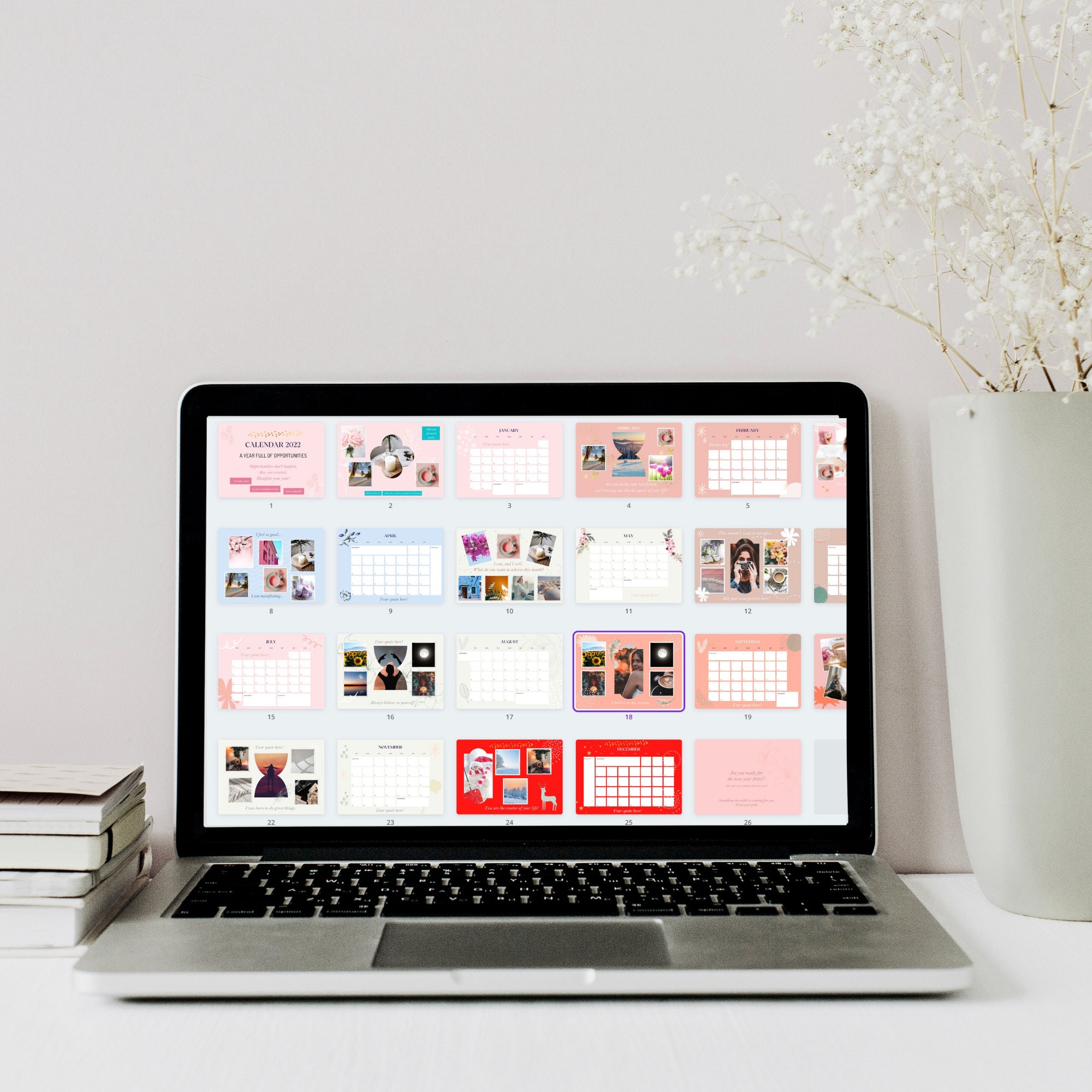 2022 manifesting calendar template printable in a4 and us