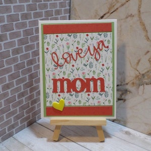 Mother&#39;s Day greeting card-Love ya mom greeting card-floral greeting card-handmade greeting card-Appreciate mom greeting card