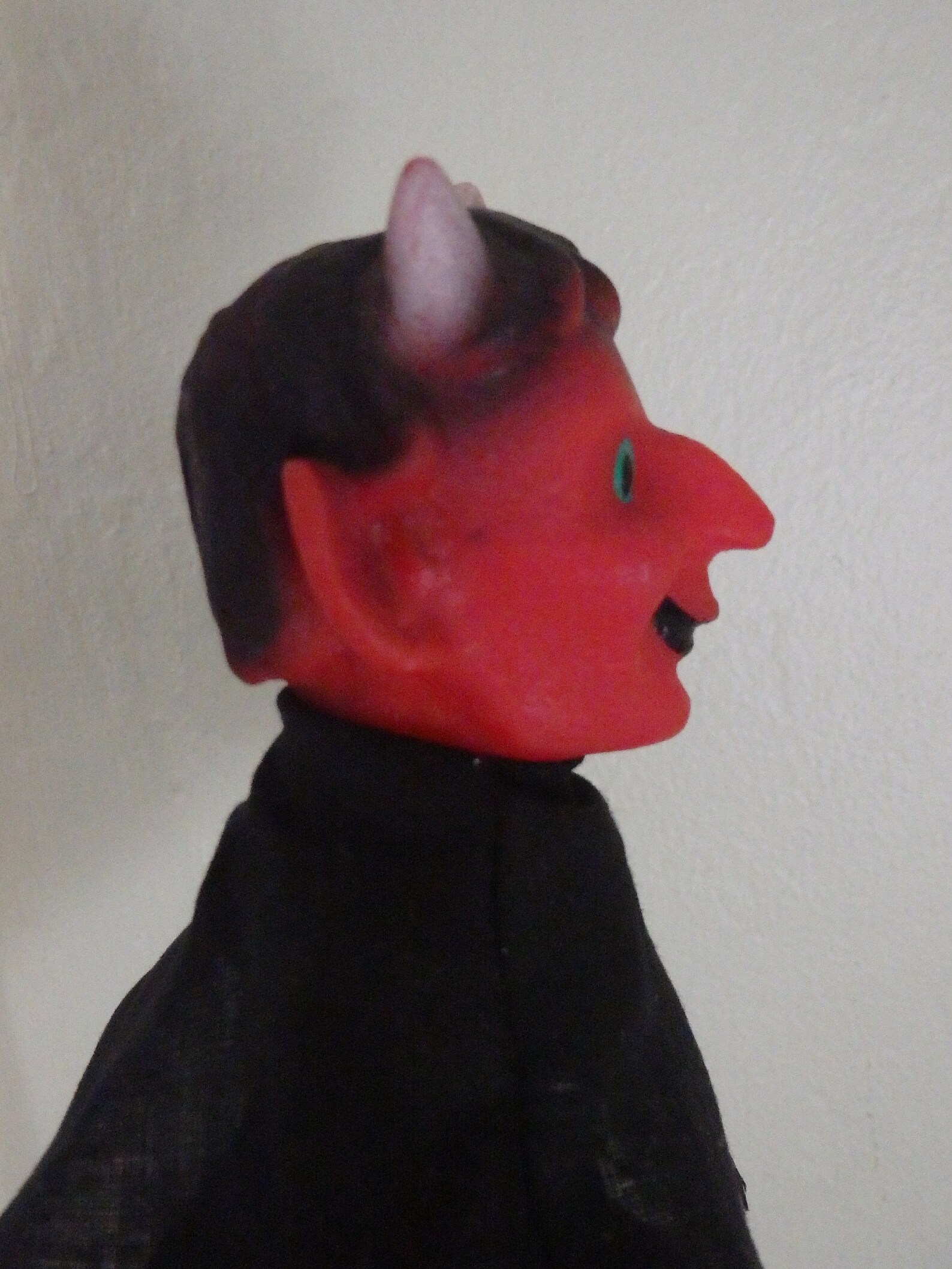 Vintage devil diablo finger puppet rubber cloth black cloak | Etsy