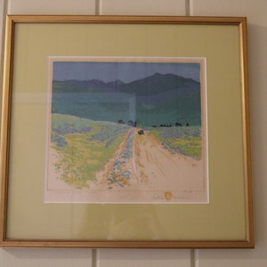 Rare! Gustave Baumann Original Color Woodcut Print: Bound for Taos, 1930