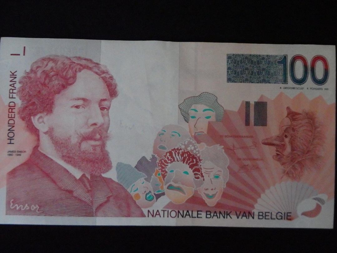 100 Vintage Belgium Francs Note, Honderd Frank, Nationale Bank Van ...