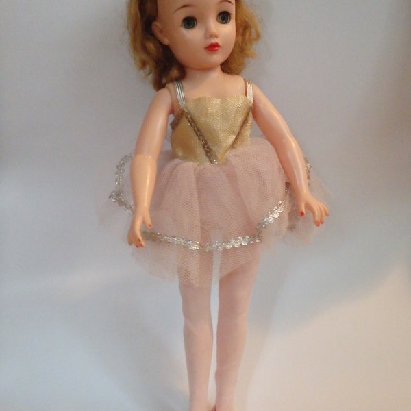 Vintage 1950's IDEAL Doll Revlon Ballerina VT-18 with pink tutu and ballet slippers