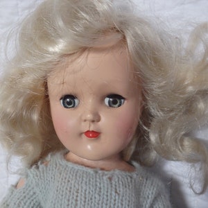 Vintage antique 15.5" P-91 IDEAL doll platinum hair, blue sleepy eyes